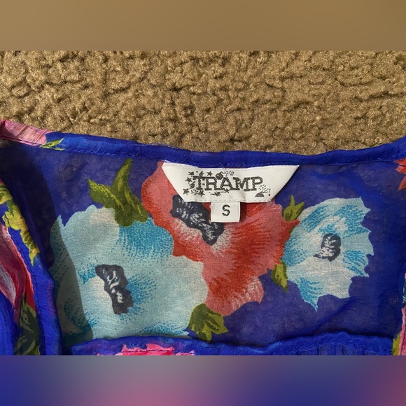 Tramp Blue floral lightweight crop top cardigan size Small - Picture 5 of 6